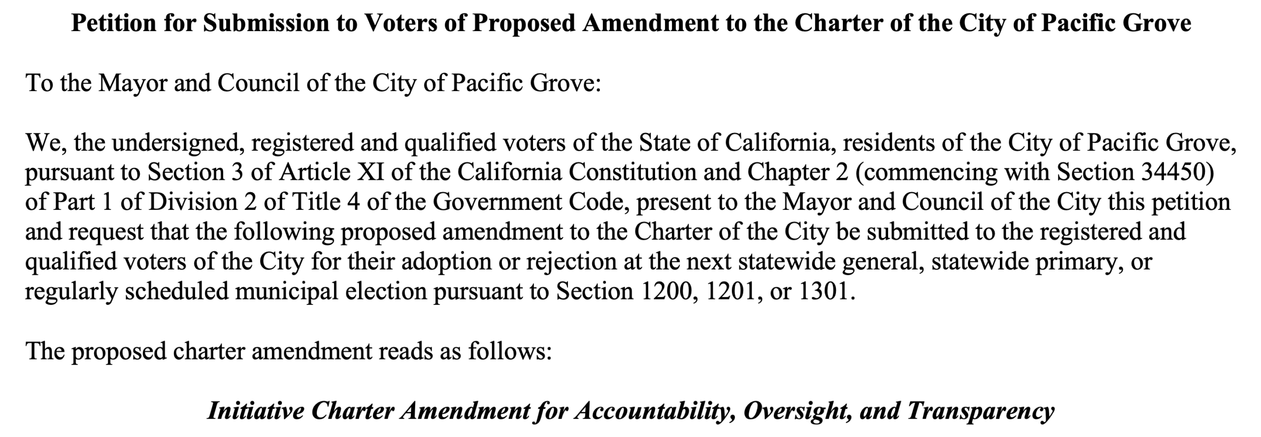 Charter Amendment Preamble Elec Code 9260