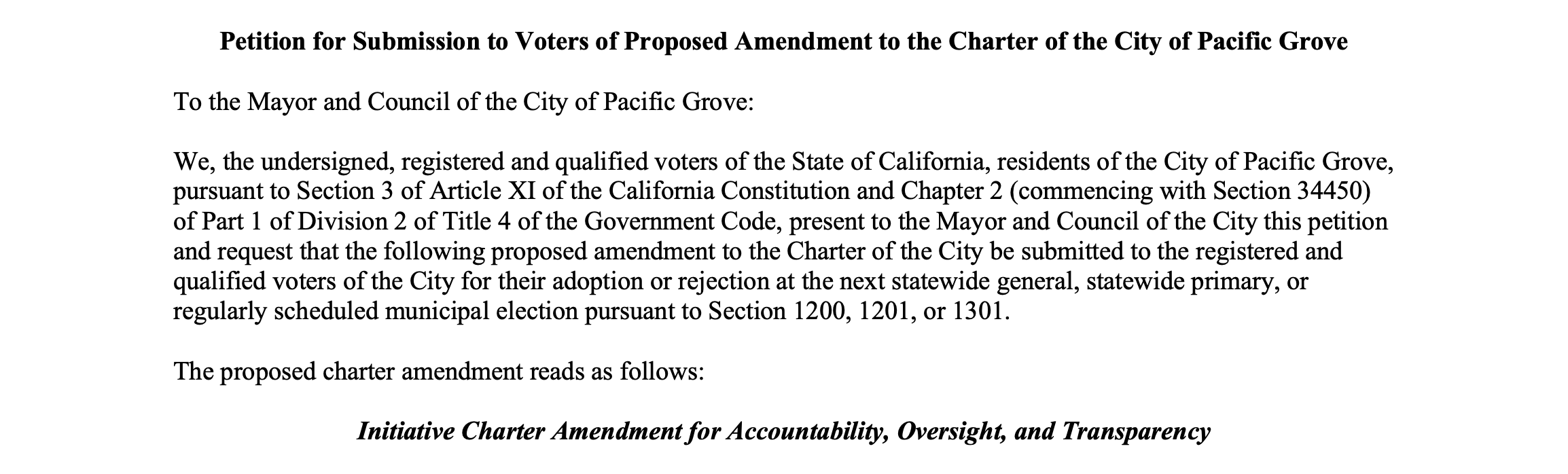 Charter Amendment Preamble Elec Code 9260